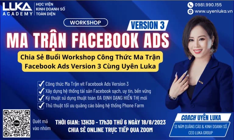 Buổi Workshop Công Thức Ma Trận Facebook Ads Version 3 Cùng Uyên Luka